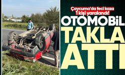 Çaycuma'da feci kaza: Otomobil takla attı!