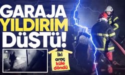 Garaja yıldırım düştü: İki araç küle döndü