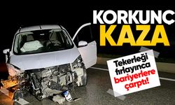 Tekerleği fırlayınca bariyerlere çarptı: 1'i çocuk 3 kişi yaralandı!