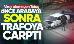 Önce park halindeki otomobile, sonra trafoya çarptı!
