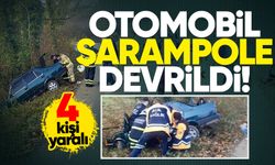 Otomobil şarampole devrildi: 4 kişi yaralandı!