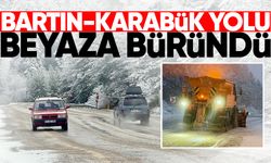 Bartın-Karabük yolu beyaza büründü