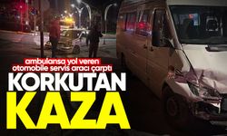 Zonguldak’ta ambulansa yol veren otomobile servis aracı çarptı