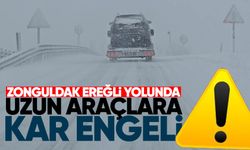 Zonguldak Ereğli yolunda uzun araçlara kar engeli