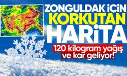 Zonguldak için korkutan harita; 120 kilogram yağış ve kar geliyor!