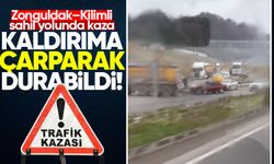 Zonguldak–Kilimli sahil yolunda kaza: Kaldırıma çarparak durabildi!