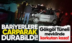 Gökgöl Tüneli mevkiinde kaza! Bariyerlere çarparak durabildi