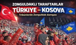 Zonguldaklı taraftarlar Türkiye-Kosova maçında tribünlerde yerini aldı!
