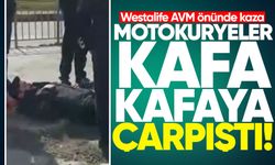 Westalife AVM önünde kaza: Motokuryeler kafa kafaya çarpıştı!