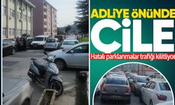 Adliye önünde çile: Hatalı parklanmalar trafiği kilitliyor