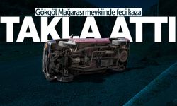 Gökgöl Mağarası mevkiinde feci kaza: Takla atıp şarampole yuvarlandı