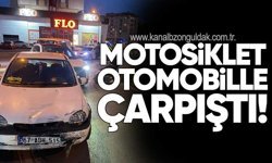 Motosiklet ile otomobil çarpıştı!