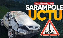 Zonguldak'ta feci kaza: 30 metreden şarampole uçtu