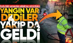 Böyle tezatlık görülmedi: Kozlu'daki yangına ağzında sigarayla müdahele etti!