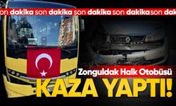 Zonguldak Halk Otobüsü Rektörlük Önünde Kaza Yaptı