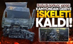 Kozlu'da korkunç yangın: Kamyondan geriye iskeleti kaldı!