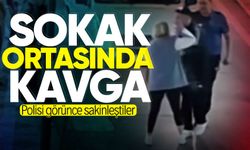 Sokak ortasında kavga: Polisi görünce sakinleştiler