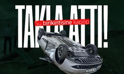 Su birikintisine kapılan otomobil takla attı