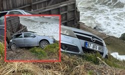 Park halindeki araç geri geri kayarak uçurumdan düştü