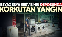 Beyaz eşya servisinin deposunda yangın