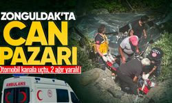 Zonguldak'ta feci kaza: Otomobil kanala uçtu, 2 ağır yaralı!