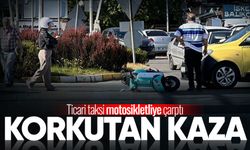 Zonguldak’ta korkutan kaza: Ticari taksi motosikletliye çarptı
