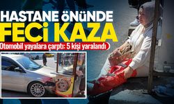 El freni çekilmeyen otomobil yayalara çarptı: 5 kişi yaralandı