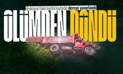 Kamyon dereye yuvarlandı: Sürücü ölümden döndü
