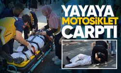 Karşıya geçmek isteyen yayaya motosiklet çarptı