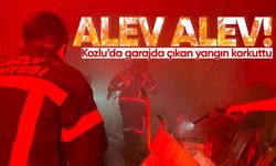 Kozlu'da garaj alev alev yandı