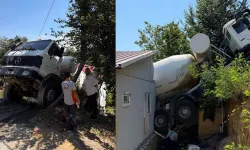 Kozlu'da facianın eşiğinden dönüldü! Beton mikseri evin üzerine devrildi