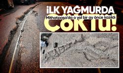 Mithatpaşa'da yol alarmı: Bir ay önce kazıldı, ilk yağmurda çöktü