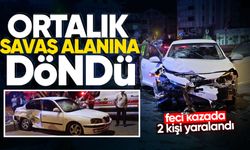 Ortalık savaş alanına döndü: Feci kazada 2 kişi yaralandı