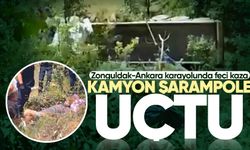 Zonguldak-Ankara yolunda feci kaza: Kamyon şarampole uçtu