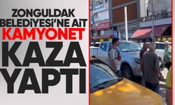 Zonguldak Belediyesi’ne ait kamyonet kaza yaptı