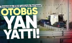 Zonguldak-Kilimli yolunda feci kaza! Otobüs yan yattı