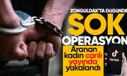 Zonguldak'ta düğünde şok operasyon: Aranan kadın canlı yayında yakalandı