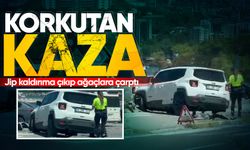 Zonguldak'ta korkutan kaza: Jip kaldırıma çıkıp ağaçlara çarptı