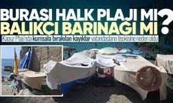Burası Halk Plajı mı, balıkçı barınağı mı? Yer gösteriliyor, kayıklar kaldırılmıyor...