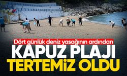 Dört günlük deniz yasağının ardından Kapuz Plajı tertemiz oldu