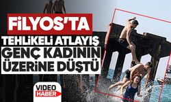 Filyos’ta tehlikeli atlayış: Genç kadının üzerine düştü