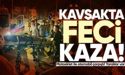 Kavşakta kaza: Motosiklet ile otomobil çarpıştı! Yaralılar var