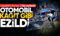 Feci kazada otomobil kağıt gibi ezildi! 2 kişi yaralandı