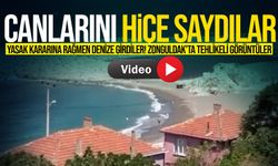 Yasak kararına rağmen denize girdiler! Zonguldak’ta tehlikeli görüntüler