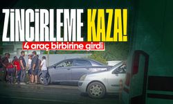 Zincirleme kazada 4 araç birbirine girdi