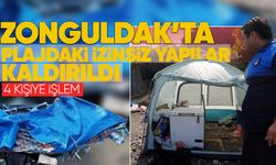 Zonguldak'ta plajdaki izinsiz yapılar kaldırıldı: 4 kişiye işlem