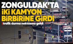 Zonguldak’ta iki kamyon birbirine girdi: Trafik durma noktasına geldi