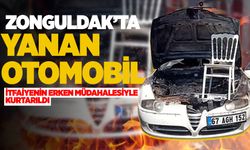 Zonguldak'ta yanan otomobil itfaiyenin erken müdahalesiyle kurtarıldı
