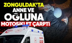 Anne ve oğluna motosiklet çarptı: 1 yaralı