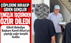 Çöplerini bırakıp giden gençler temizlik işçisinden özür diledi